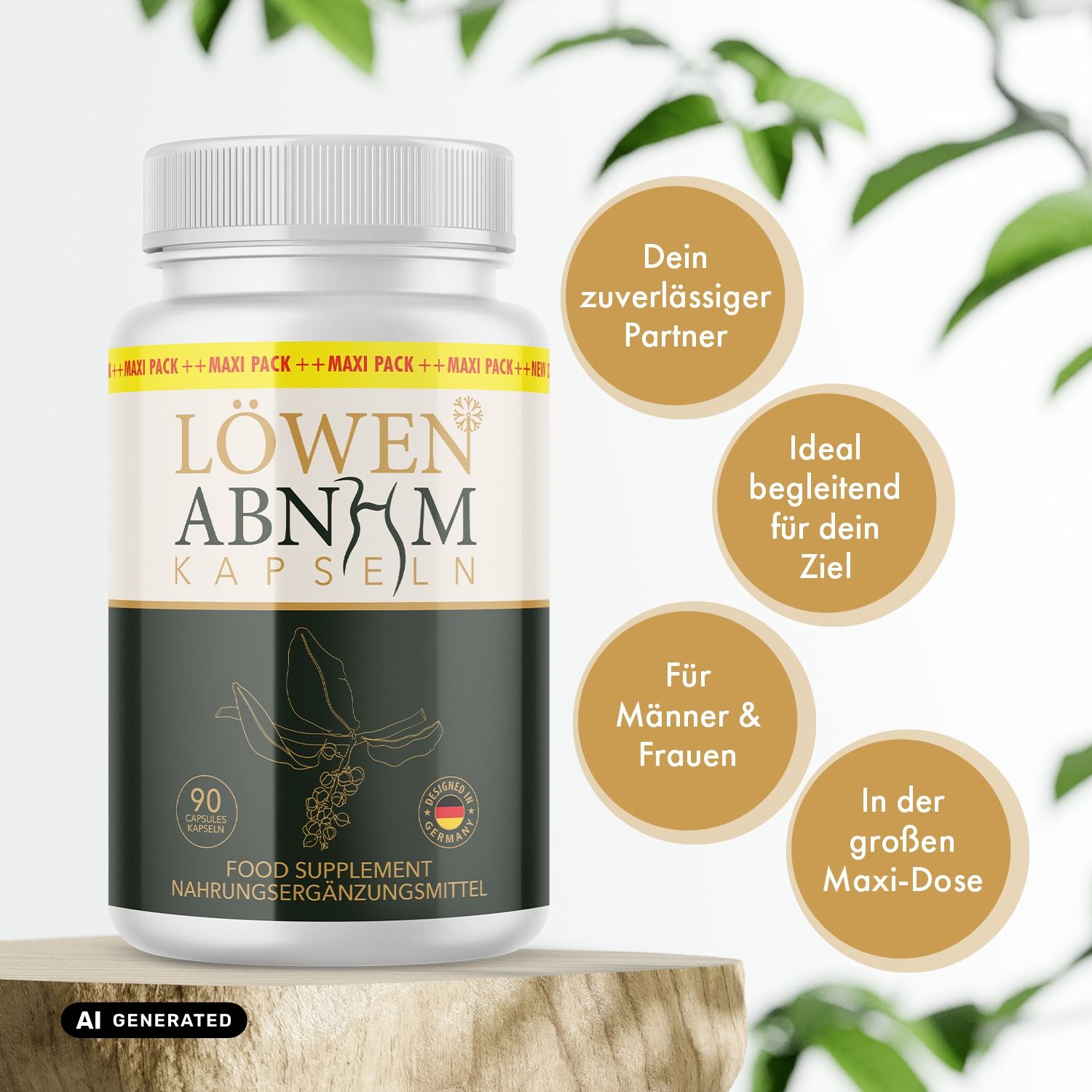 LÖWEN Abnehmkapseln: Dose mit 90 Kapseln, Nahrungsergänzungsmittel, Made in Germany.