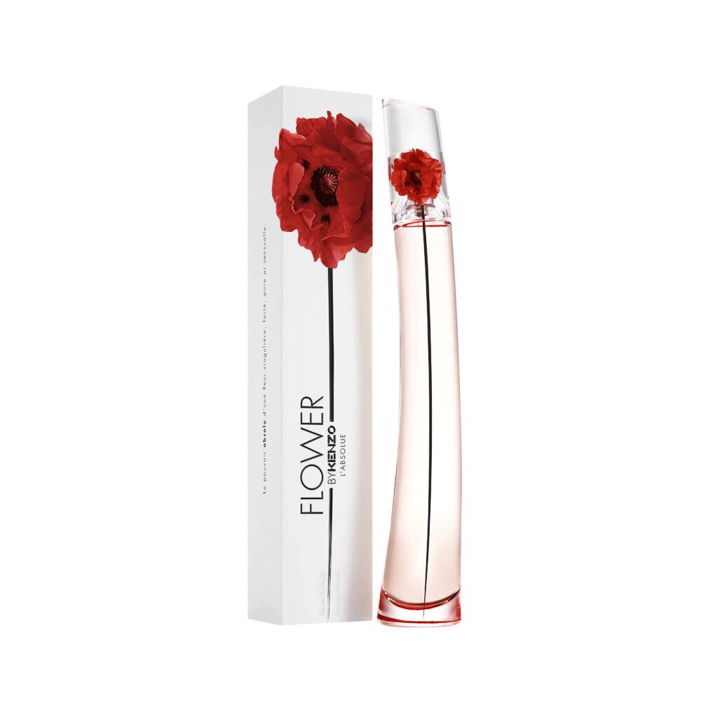 KENZO FLOWER L ABSOLUE EDP 100 ML Parfümflakon und Verpackung mit roter Mohnblume.