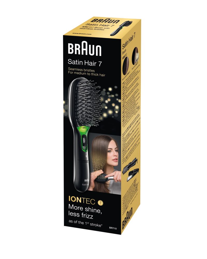 Braun Satin Hair 7 Haarbürste mit IONTEC-Technologie und nahtlosen Borsten für mittellanges bis dickes Haar.