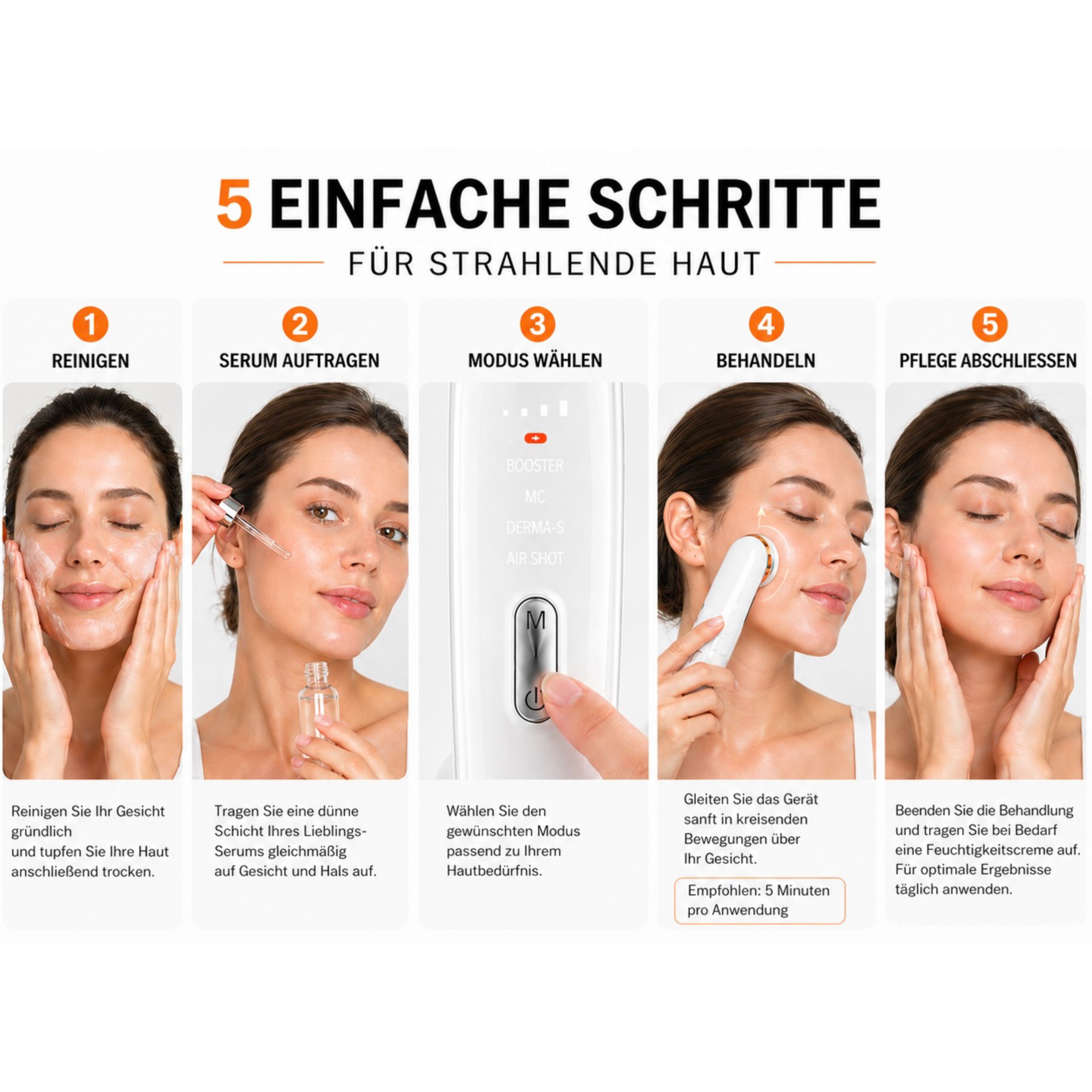 Lalano’S Cosmetics Gesichtsmassagegerät Lumina Glow 6-in-1 mit 4 Modi & 6 Technologien