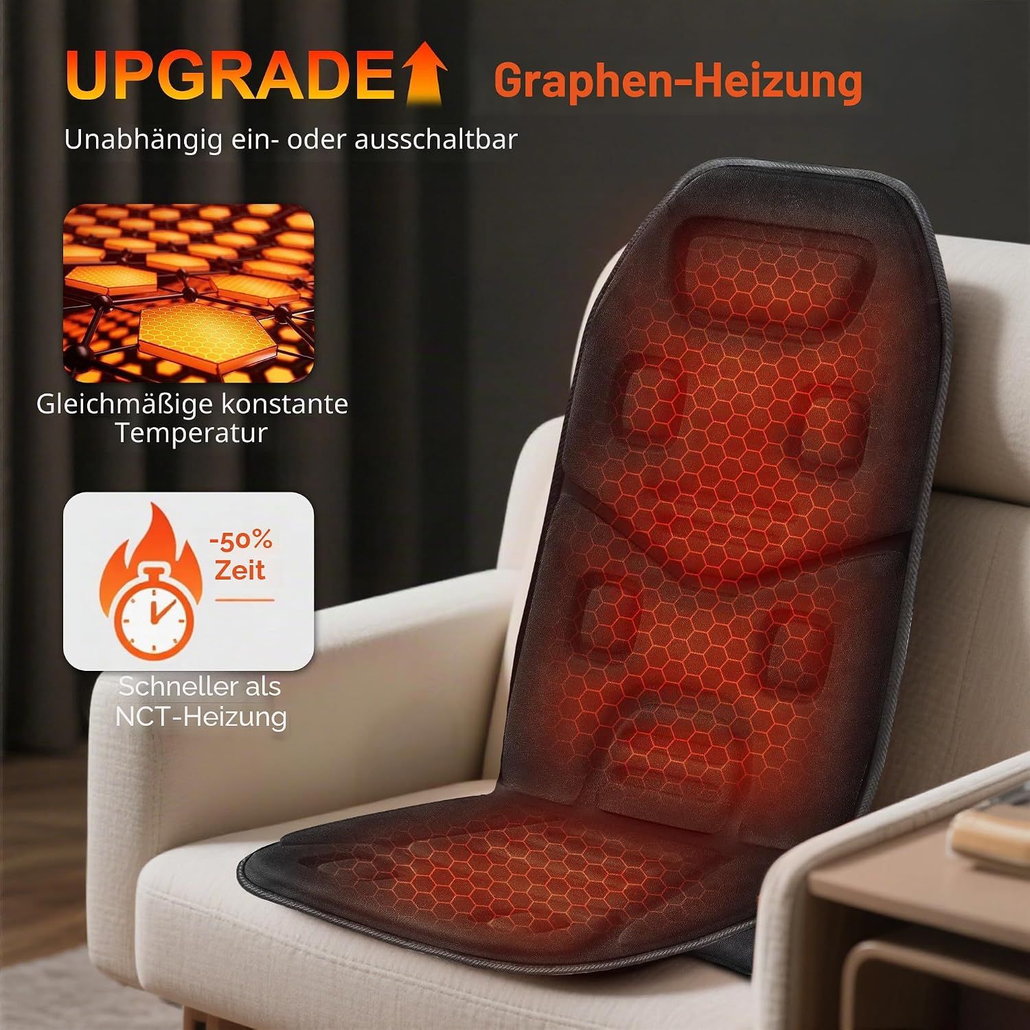 Massagegerät mit Graphen-Heizung, gleichmäßige Temperatur, schneller als NCT-Heizung.
