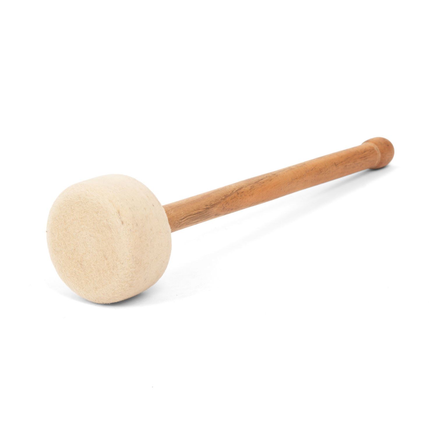 Filz-Klöppel mit hellem Filzkopf und hellem Holzgriff.