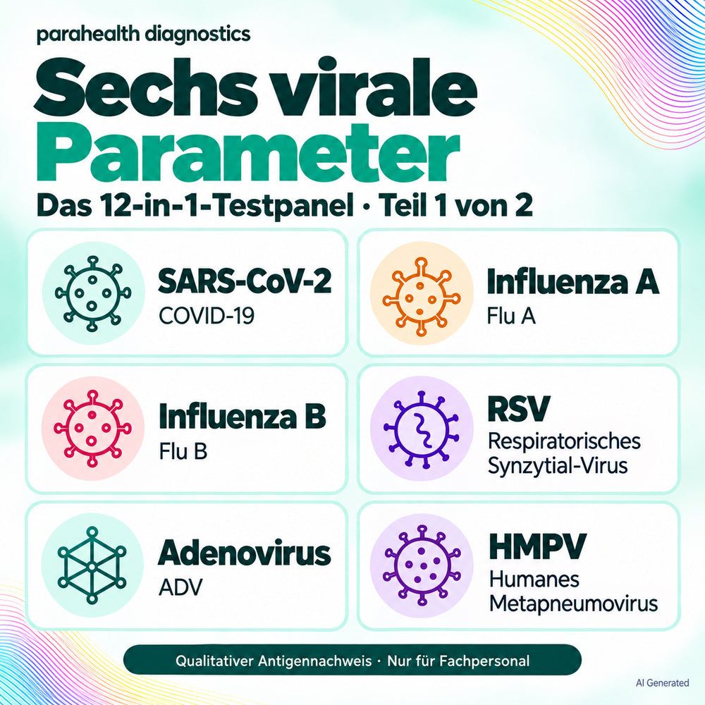 Parahhealth Diagnostics: Sechs virale Parameter des 12-in-1-Testpanels, Teil 1 von 2.