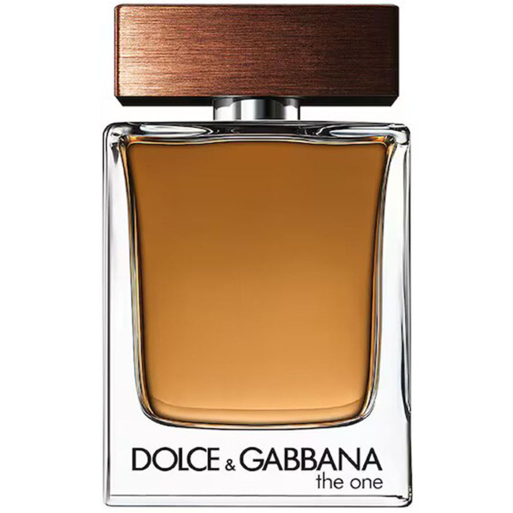 Flakon Dolce & Gabbana The One. Rechteckiger Flakon mit braunem Deckel. Klarer Glasflakon.