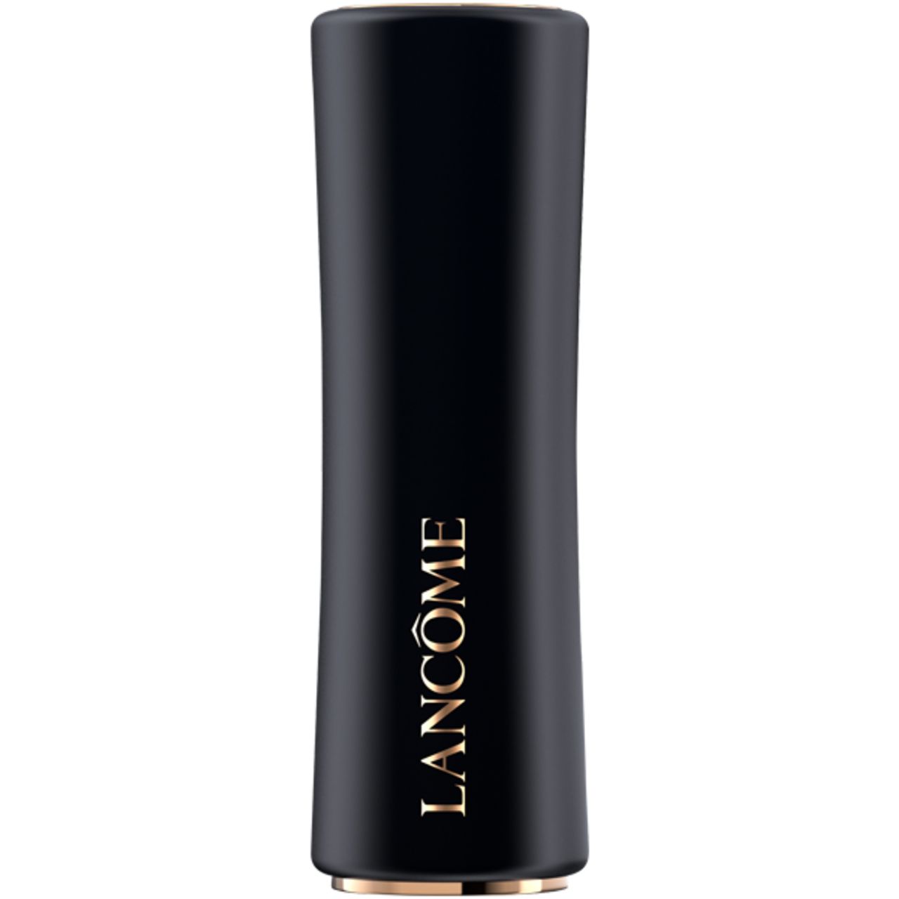 Schwarzer Lippenstifthalter mit goldfarbener Aufschrift Lancôme. Der Deckel ist geschlossen.