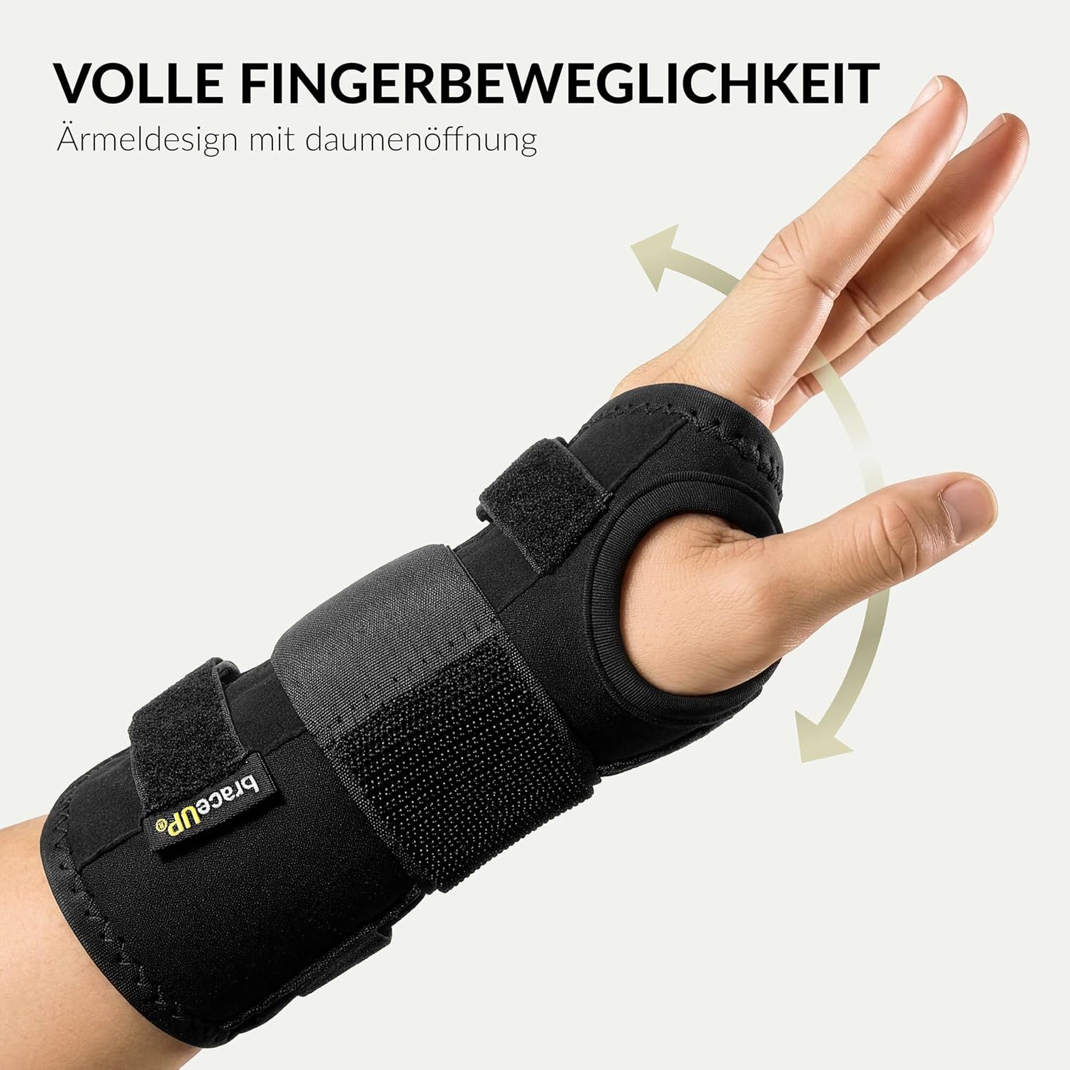 Collage zeigt Handgelenkbandagen im Einsatz beim Klettern, Golfen, Gewichtheben und im Alltag.