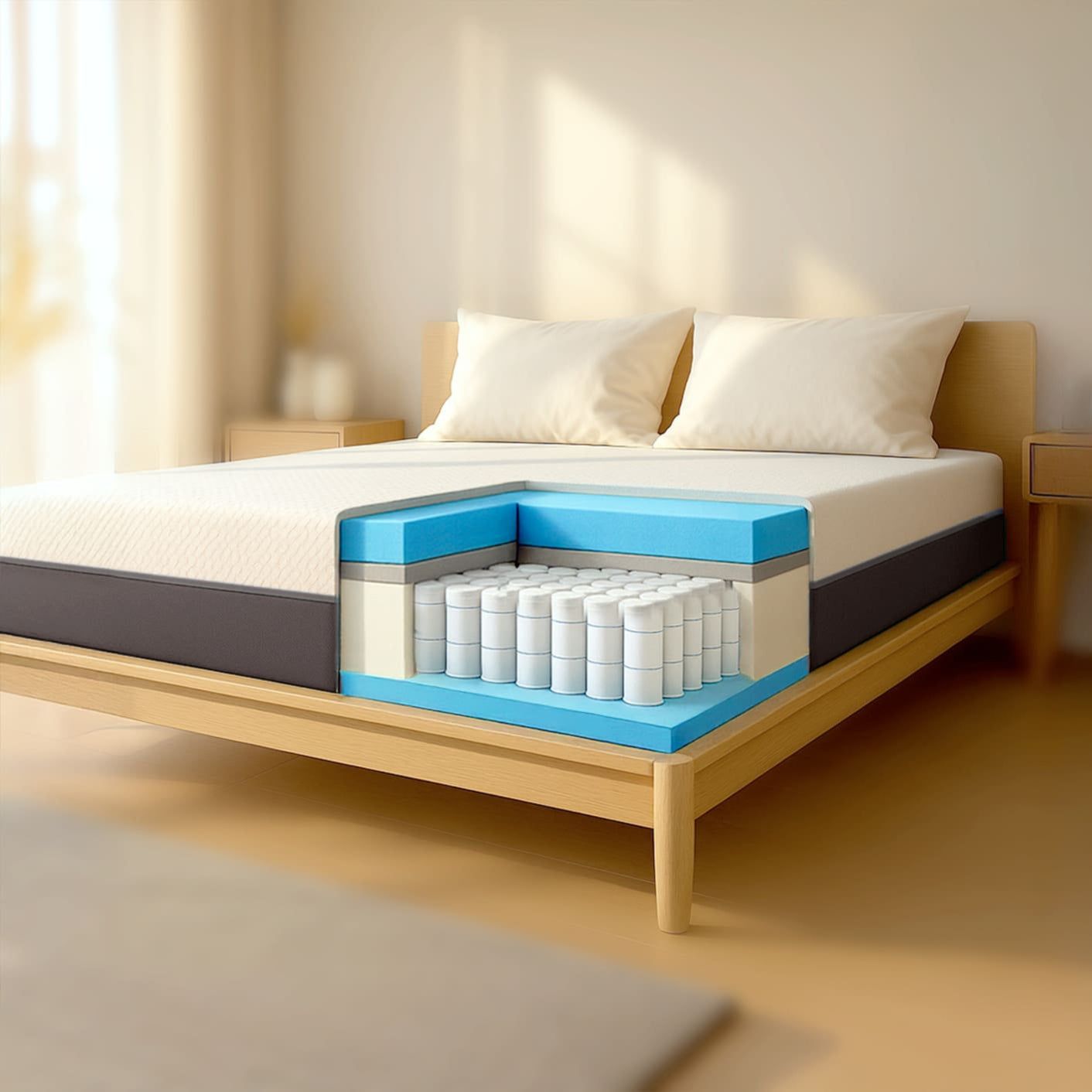 The White Stone Matratze 140x190 Memory Schaum und Waterfoam Hoch 22 cm