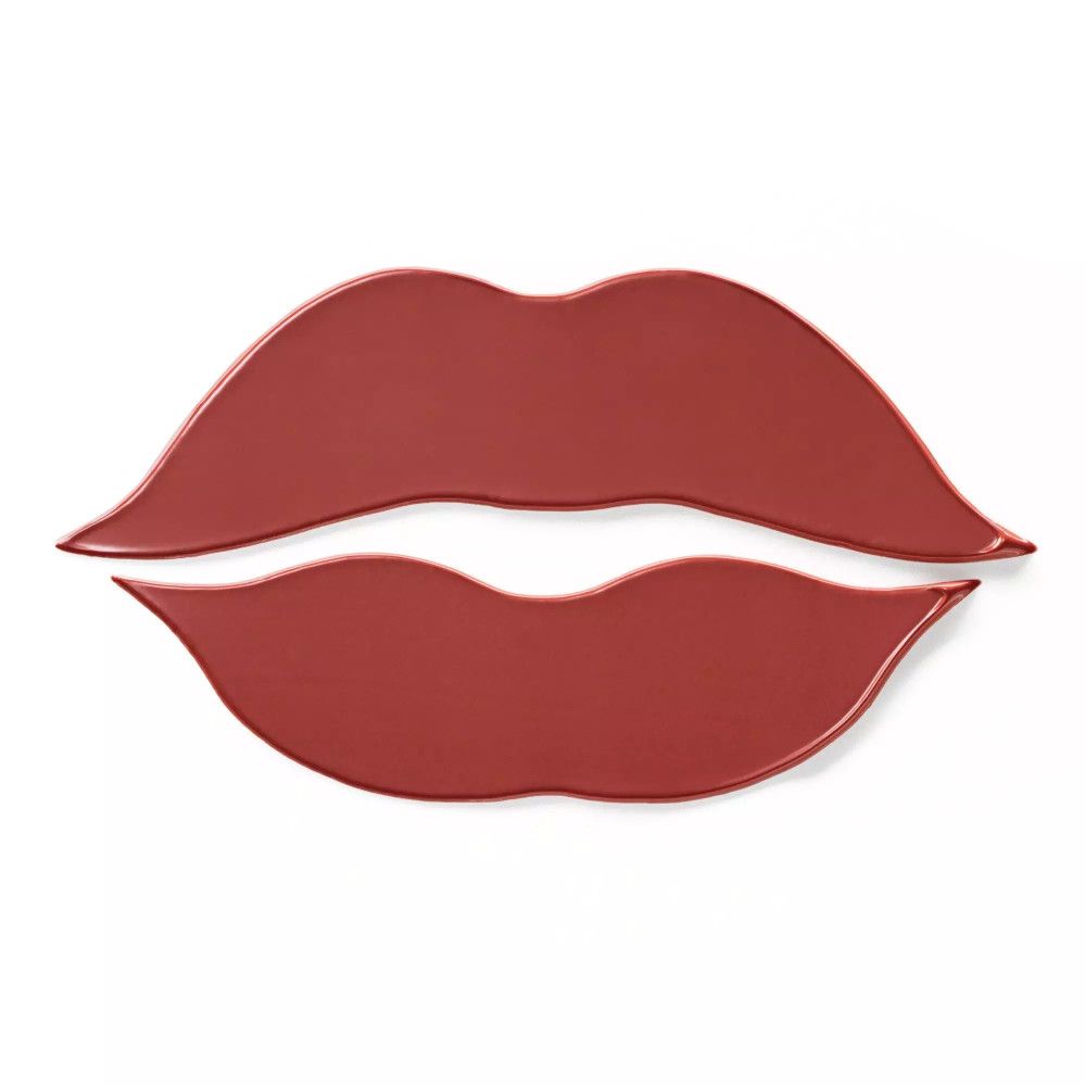 Zwei rote Lippen-Illustrationen. Obere und untere Lippe, nebeneinander. Auf weißem Hintergrund.