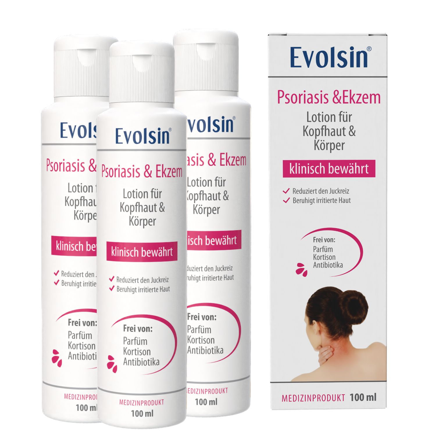 Evolsin® Psoriasis & Ekzem Lotion 3er Pack – Für Kopfhaut & Körper bei trockener Haut