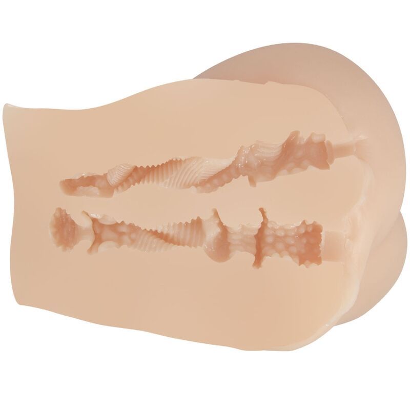 Masturbator, Schnittansicht. Zwei spiralförmige Kanäle sichtbar.