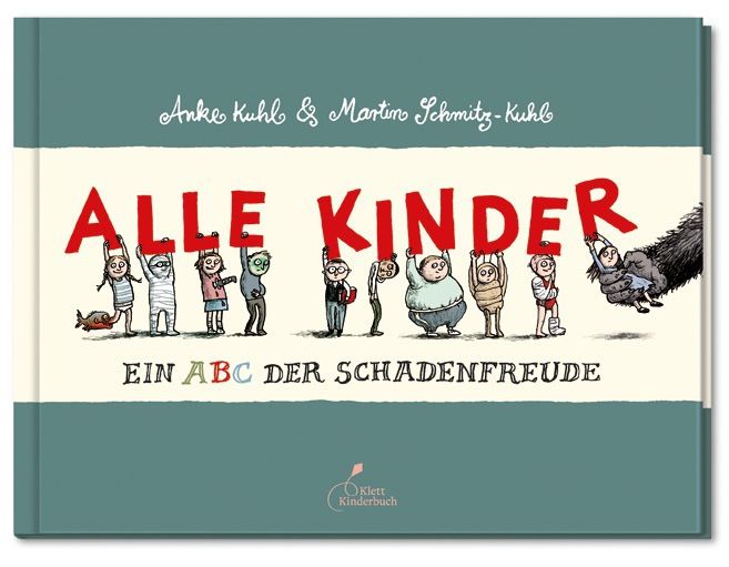 Buchcover mit Titel "ALLE KINDER". Illustration von Kindern, die Buchstaben halten. Autoren: Anke Kuhl & Martin Schmitz-Kuhl.