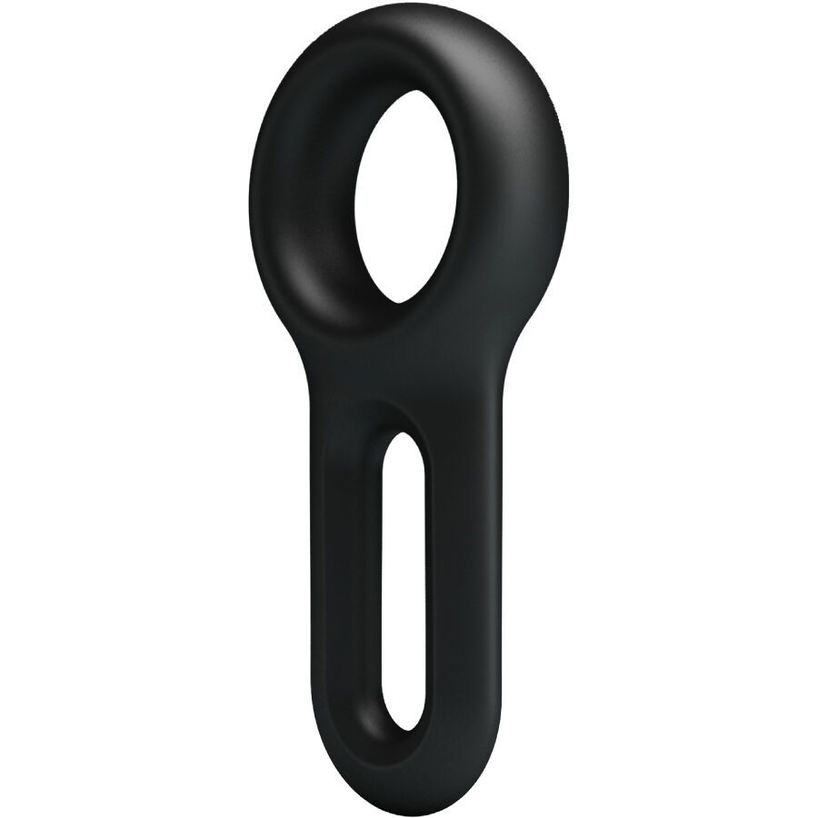 Schwarzer Penisring mit rundem Ring und länglichem Loch. Aus Silikon.