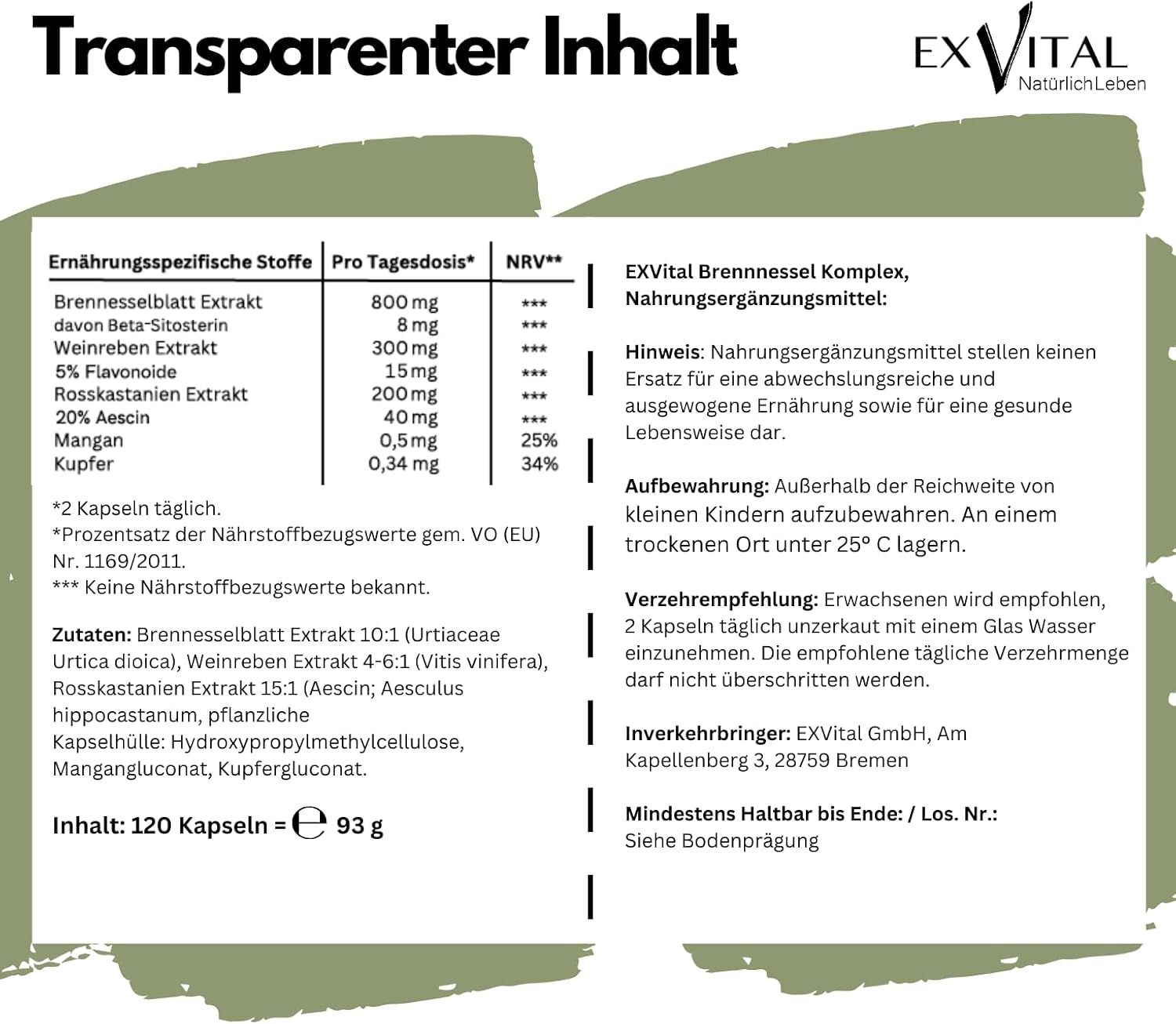 EXVital® Brennnessel Komplex mit Weinreben & Rosskastanien