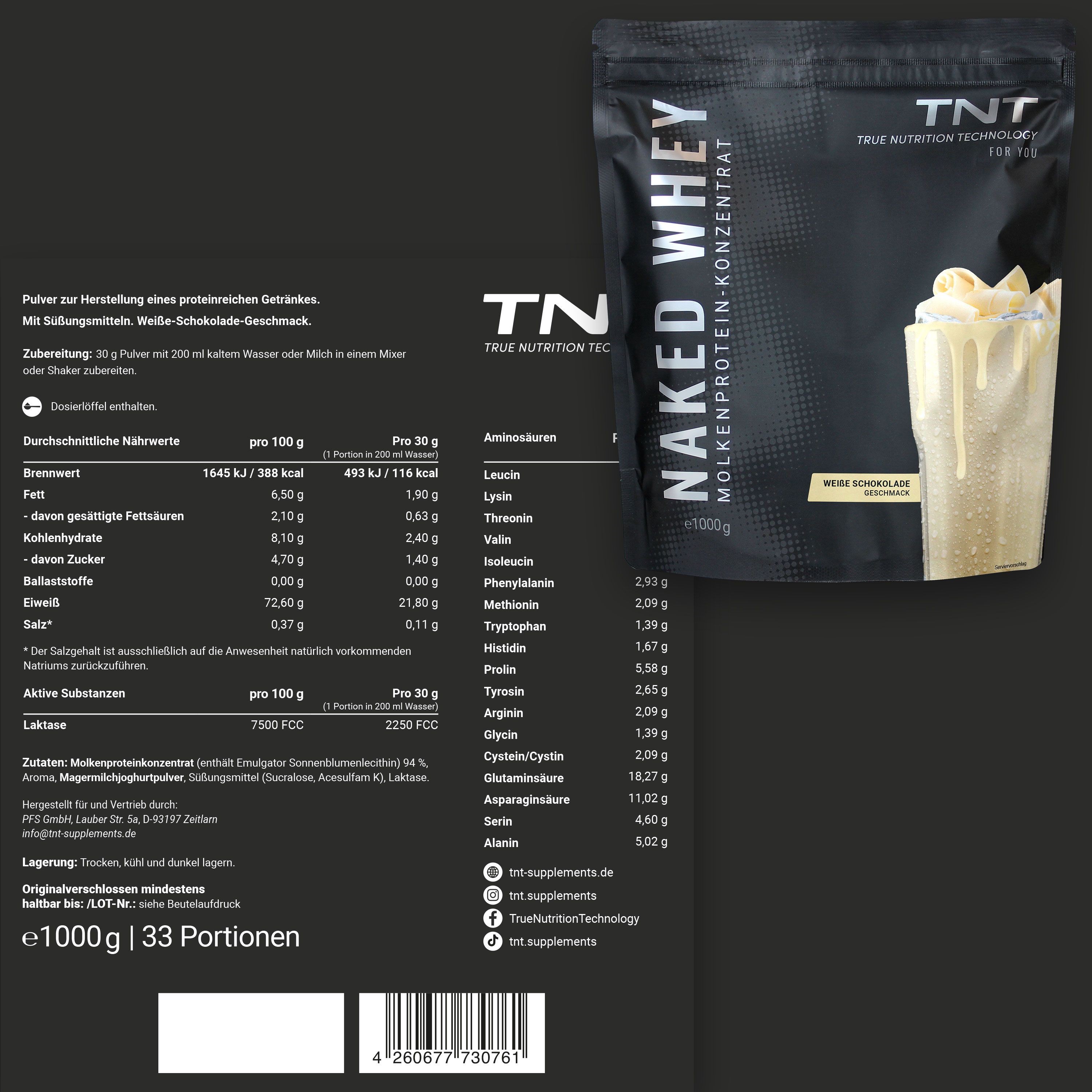 TNT Naked Whey - Molkenproteinkonzentrat mit Laktase