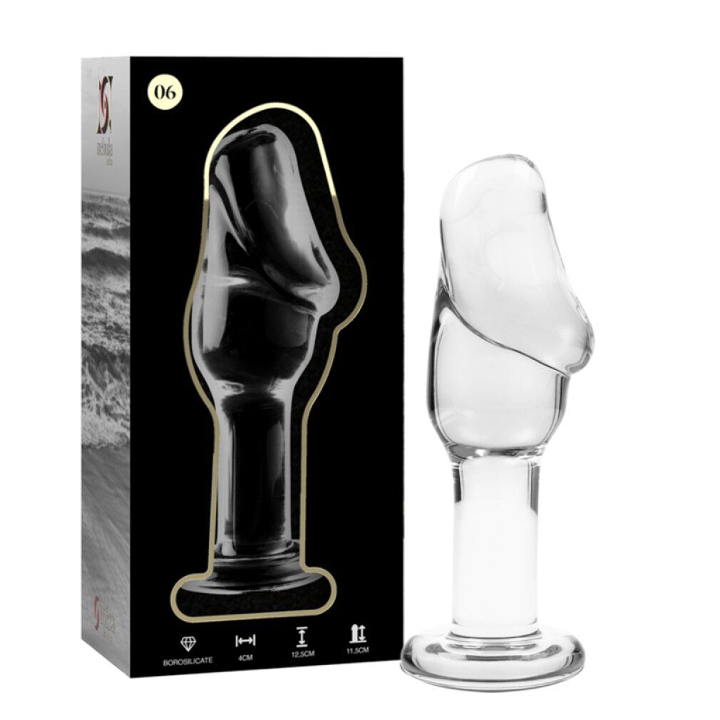 Anale Plug aus Borosilikatglas, 12,5 cm lang, 4 cm breit.