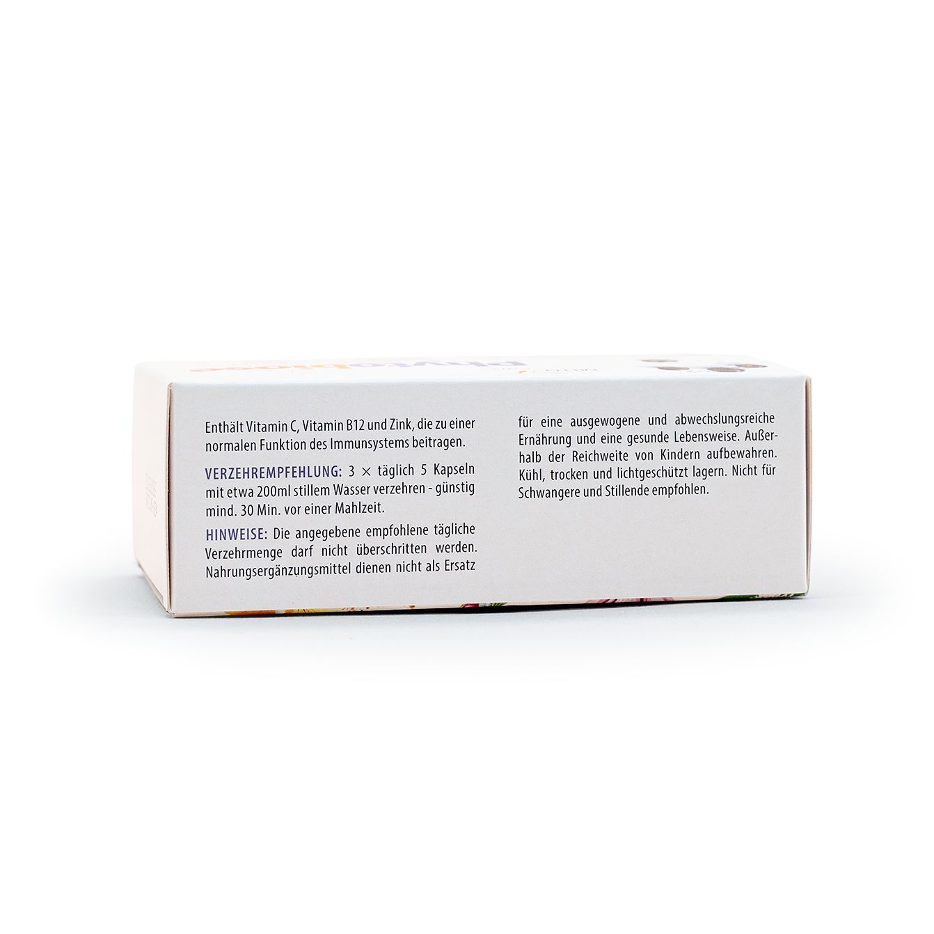 Rückseite einer MITOcare Phytobiose Verpackung mit Anwendungshinweisen.