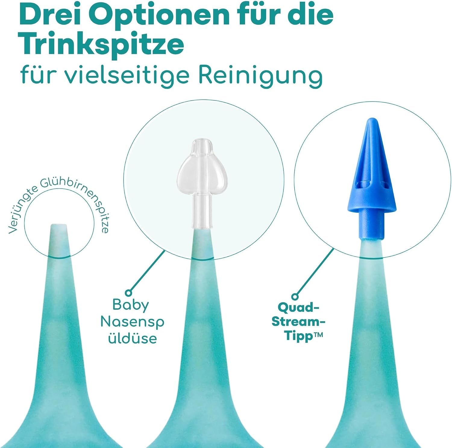 Nahaufnahme einer blauen Ohrenspülbirne mit konischer Düse.
