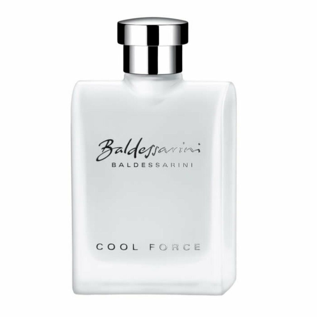 Baldessarini Cool Force Eau de Toilette Spray in weißer Flasche mit silbernem Verschluss.