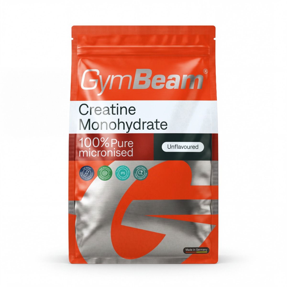GymBeam Kreatin Monohydrat Pulver, 100% rein mikronisiert, unaromatisiert.