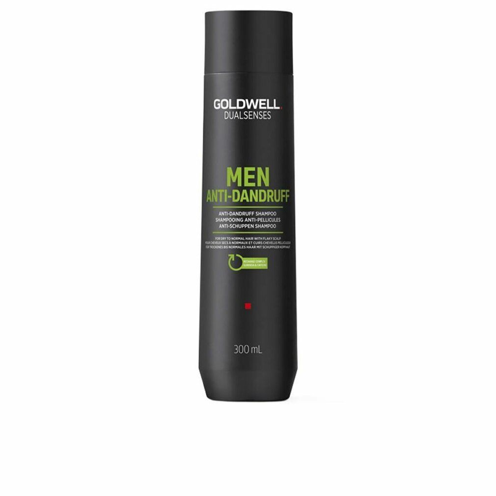 Schwarze Flasche Goldwell Dualsenses Men Anti-Dandruff Shampoo. Grüne und weiße Schrift. 300ml.