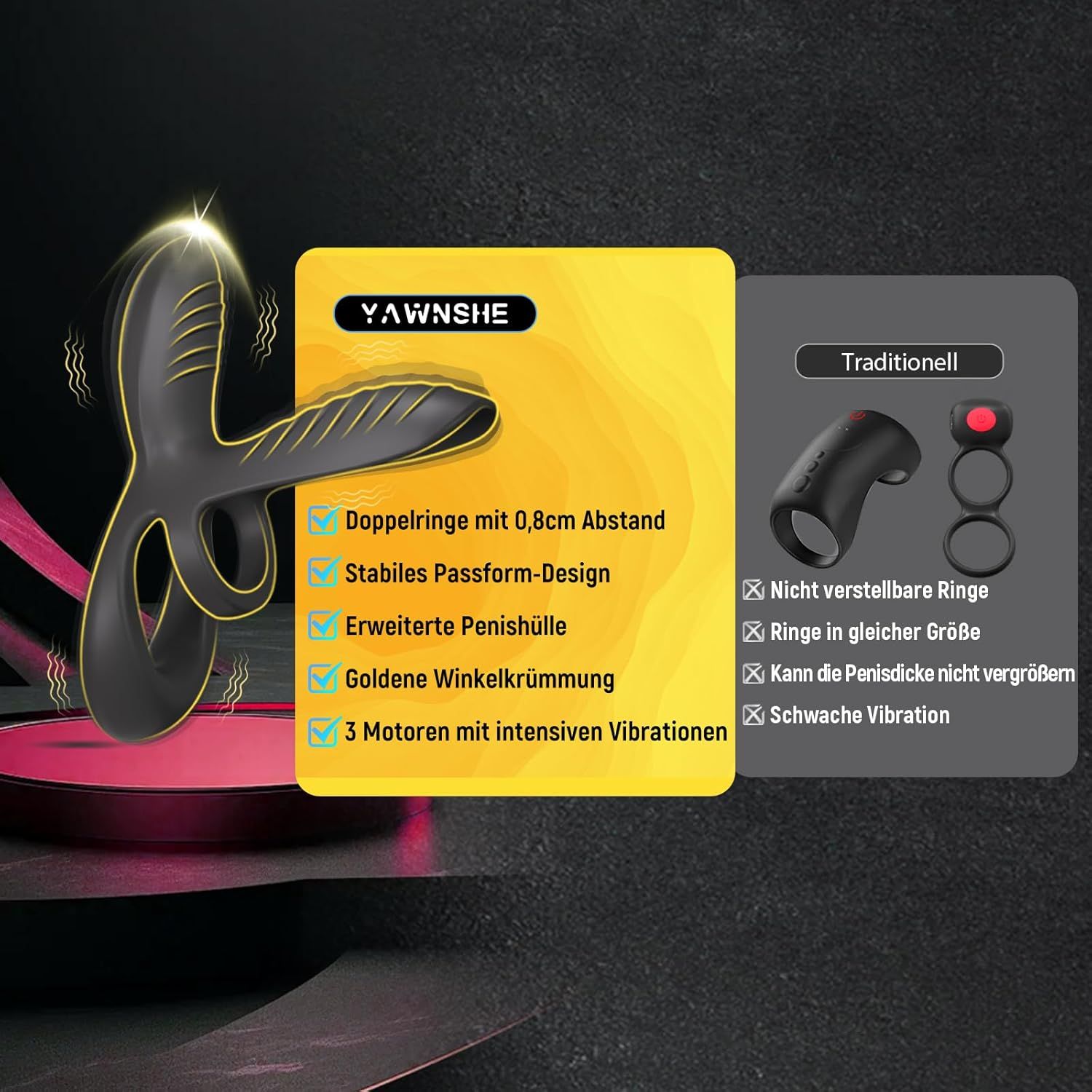 YAWNSHE Penisring Vibrator Penishülle mit Klitorisstimulator