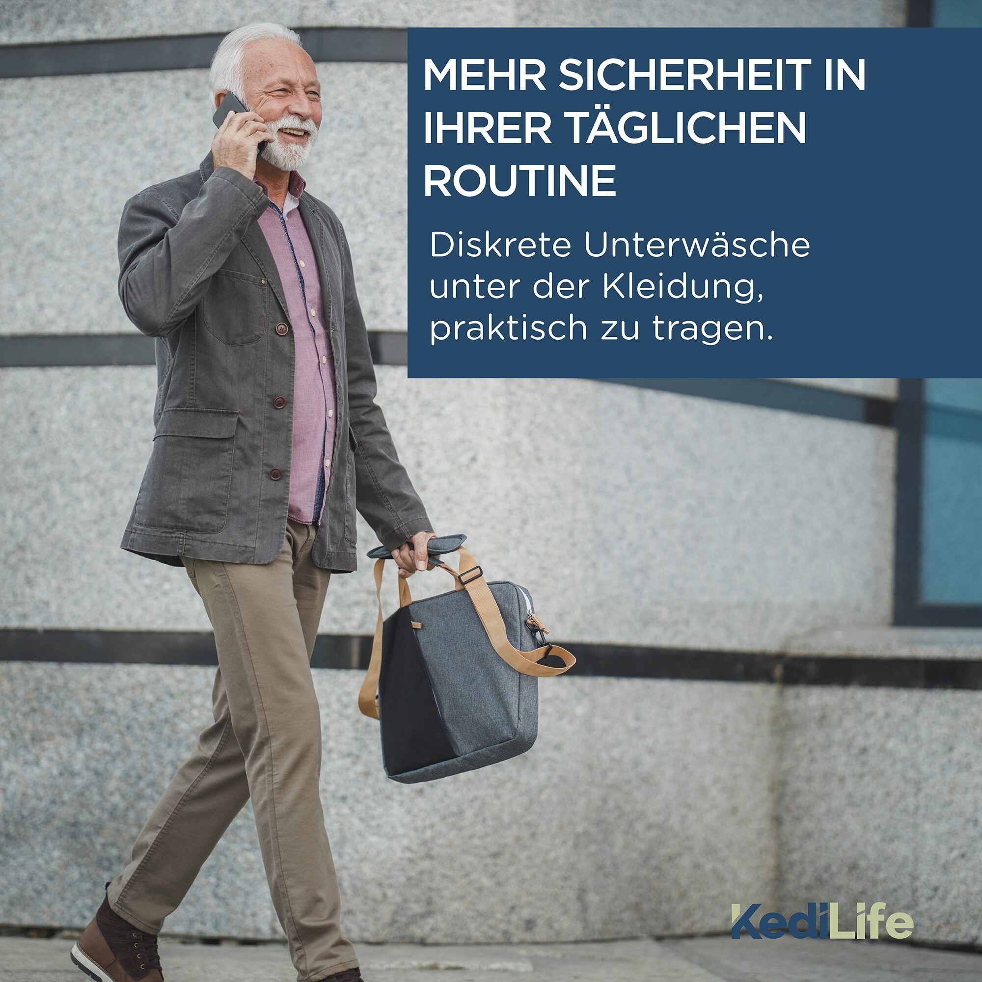 KediLife Inkontinenzunterhose für Herren, Boxershorts Blau