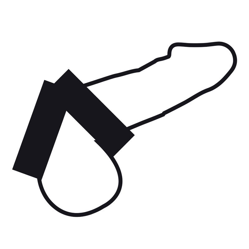 Schwarz-weiße schematische Darstellung eines Penis mit einem Penisring.