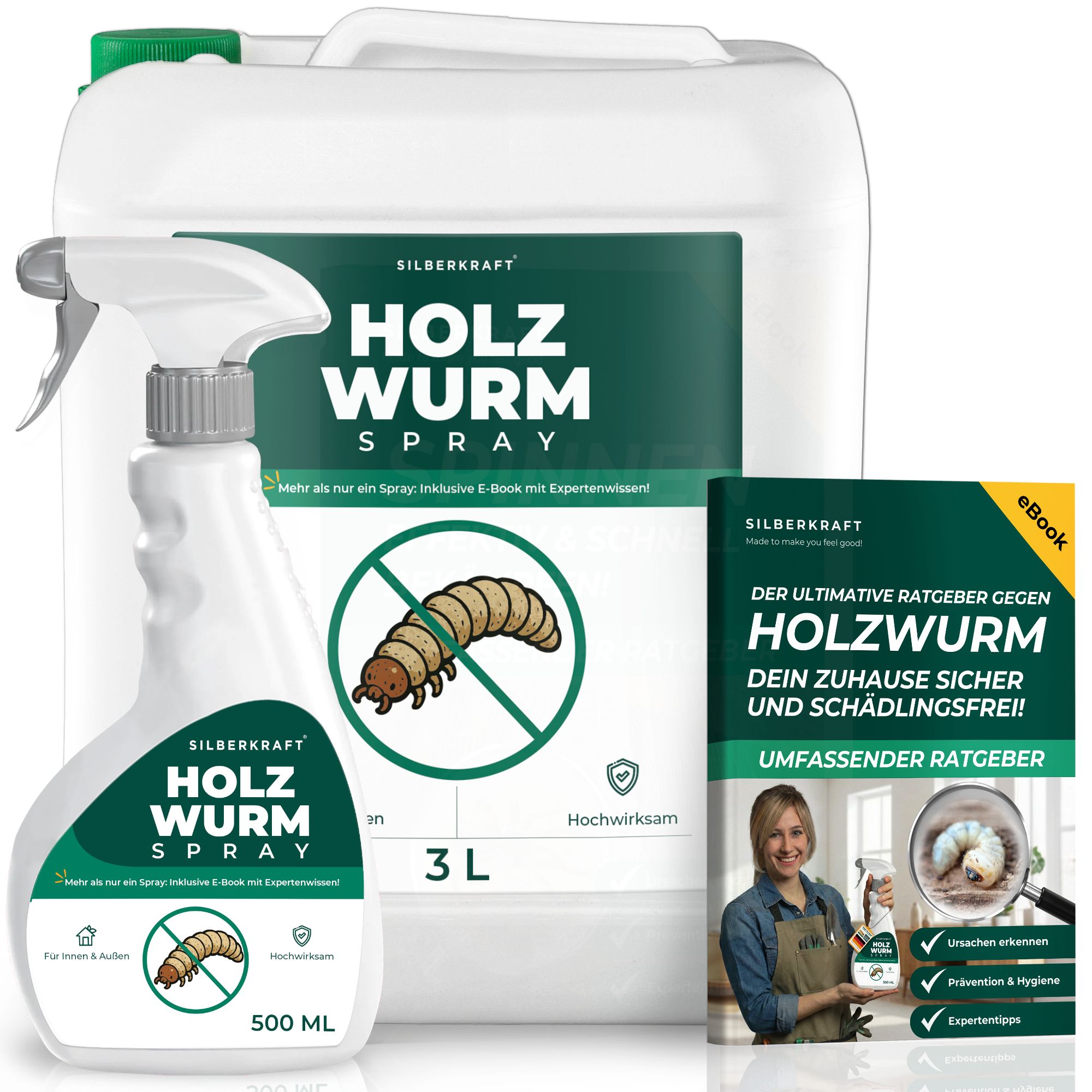 SILBERKRAFT Holzwurm Spray inkl. E-Book