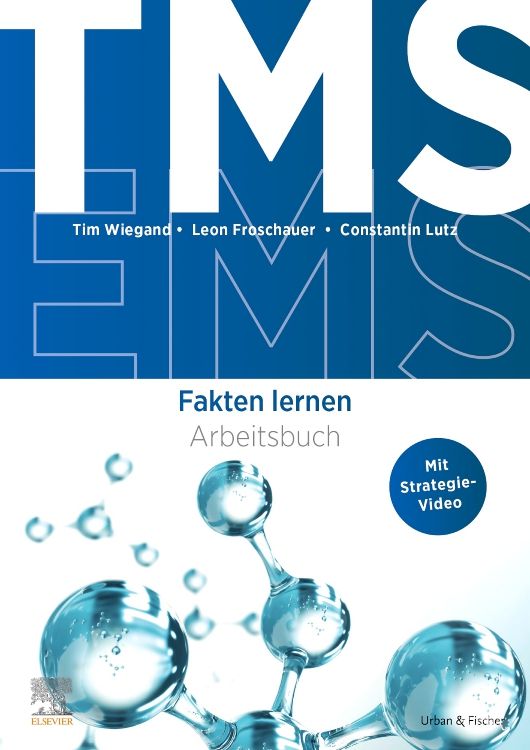Buchcover mit blauem Hintergrund und weißer Schrift. Titel: Fakten lernen, Arbeitsbuch. Autoren: Tim Wiegand, Leon Froschauer, Constantin Lutz. Mit Strategie-Video.