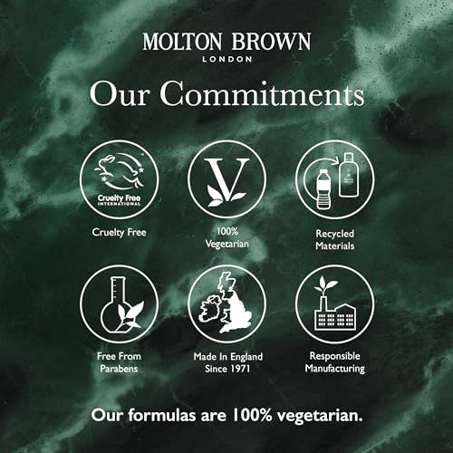 Grafik mit Logos und Text. Themen: Cruelty Free, 100% Vegetarisch, Recycelte Materialien, Ohne Parabene, Made in England, Verantwortungsbewusste Herstellung.