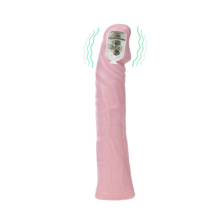 Rosa Penis-Extension mit Vibrationsmodul. Wellen-Symbol.
