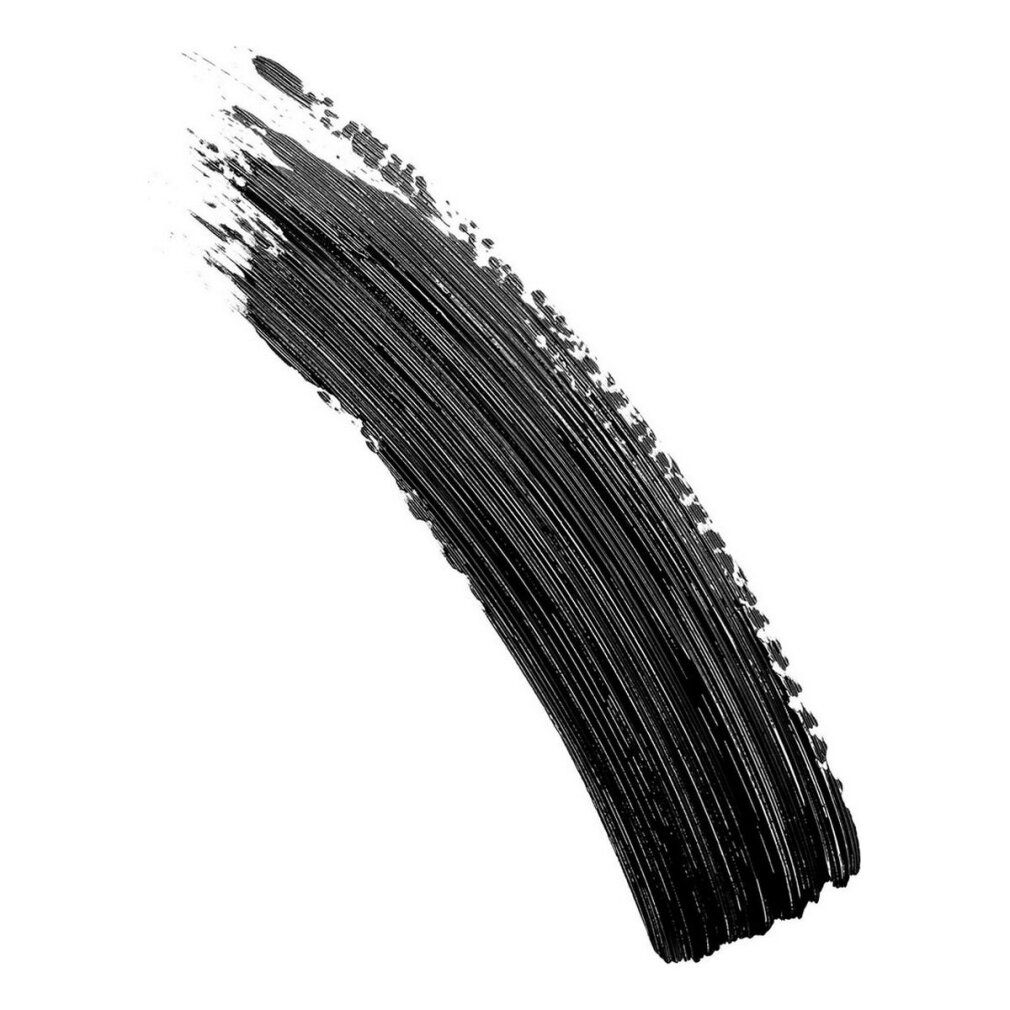 Schwarzer Mascara-Strich. Textur sichtbar. Auf weißem Hintergrund.