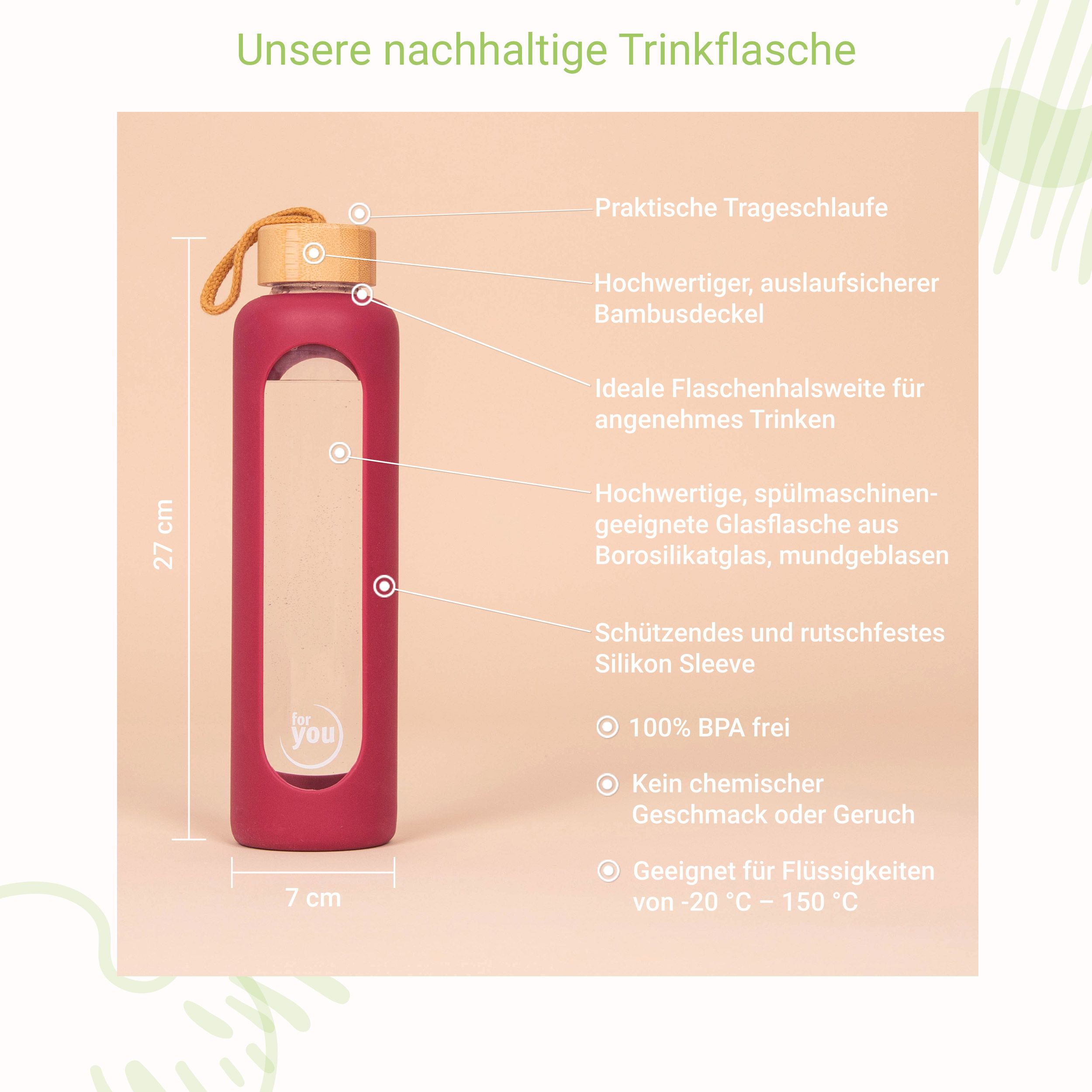for you Nachhaltige Trinkflasche Dreierpack