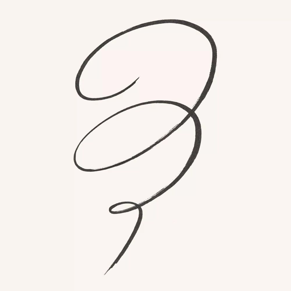 Schwarzer, geschwungener Lidstrich-Test. Auf hellem Hintergrund.