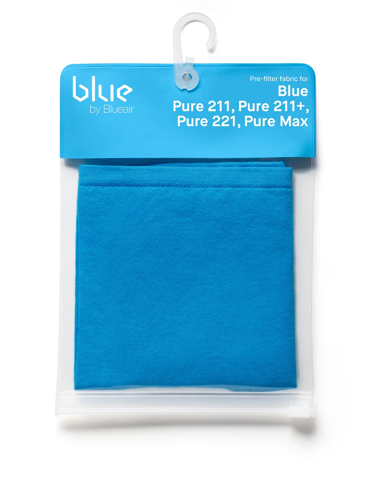 Blauer Filter in Plastikverpackung. Text: Blue by Blueair. Für Pure 211/221.