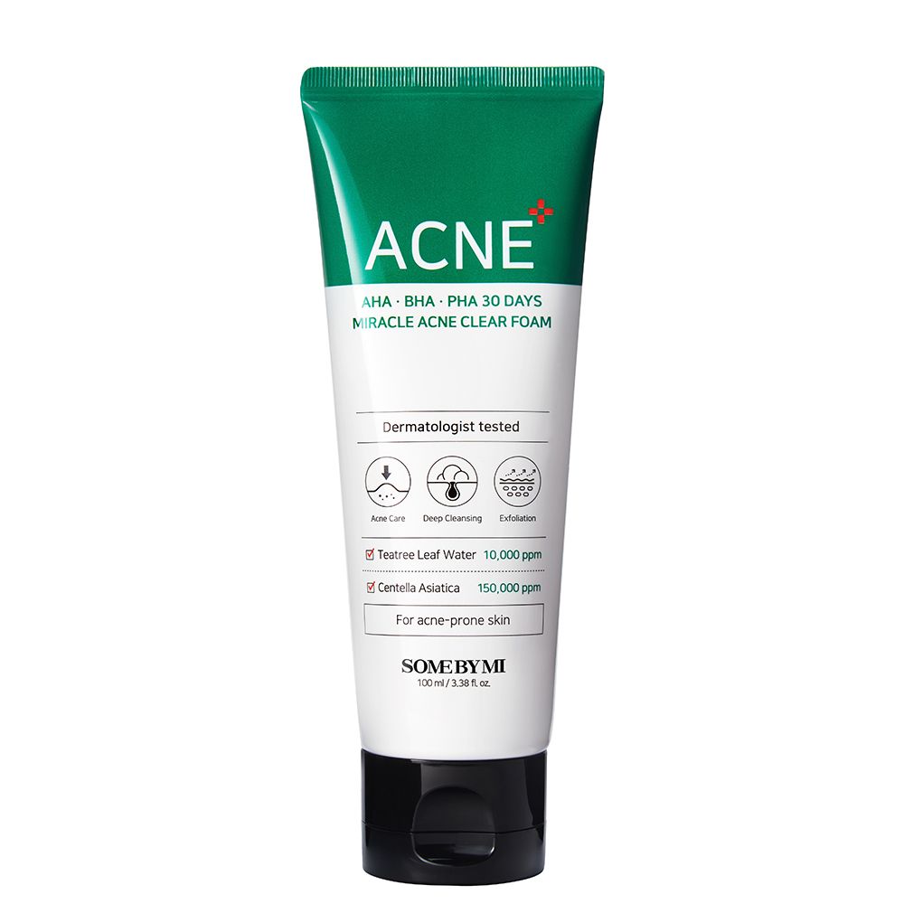 SOMEBYMI AHA-BHA-PHA Miracle Acne Clear Foam Tube. Dermatologisch getest. Für zu Akne neigende Haut.