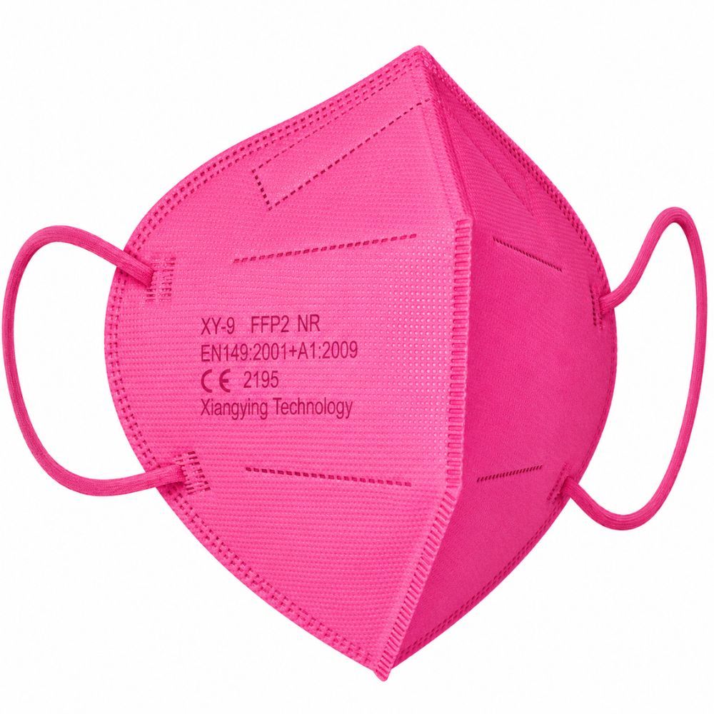 Rosa FFP2 Atemschutzmaske mit CE-Zertifizierung und 5 Lagen Schutz.