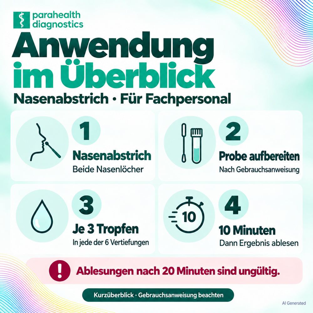 Anleitung zur Anwendung eines Atemwegspathogen-Antigen-Schnelltests für Fachpersonal.