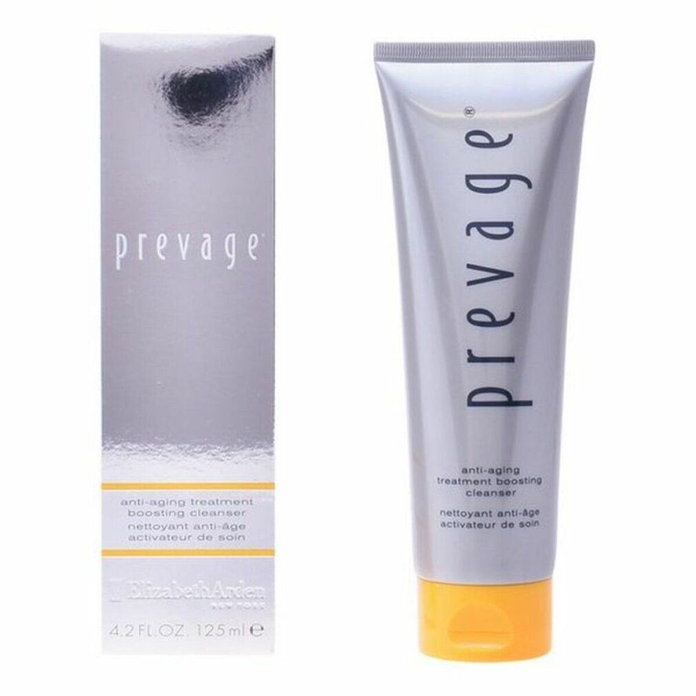 Prevage Anti-Aging Boosting Cleanser Tube und Verpackung. Silberne und gelbe Akzente.