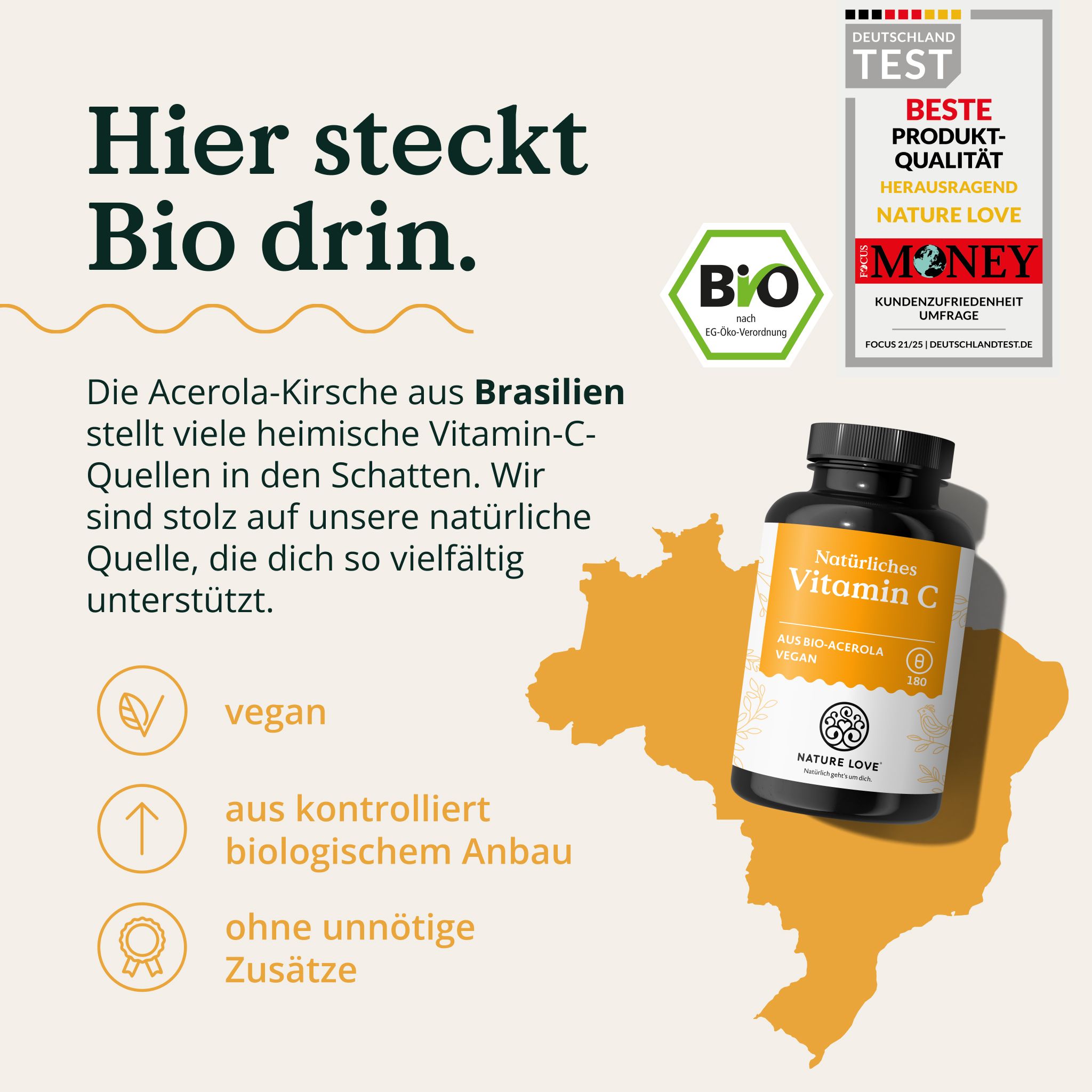 NATURE LOVE® Vitamin C aus Bio Acerola