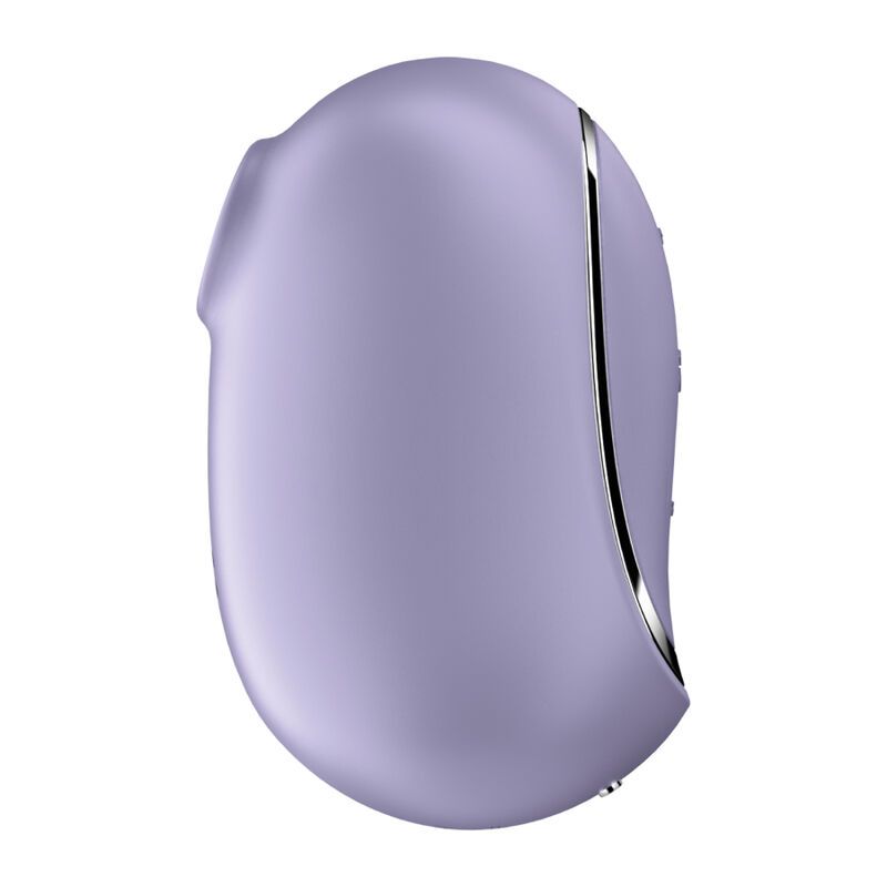 Lila Vibrator mit silbernem Rand, von vorne unten.