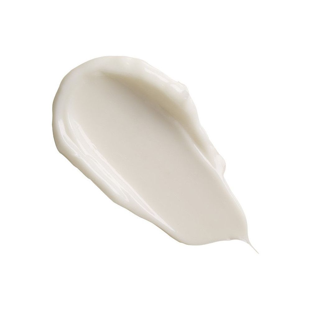 Weißer Cremestrich auf weißem Hintergrund. Glänzende Textur, tropfenförmig.