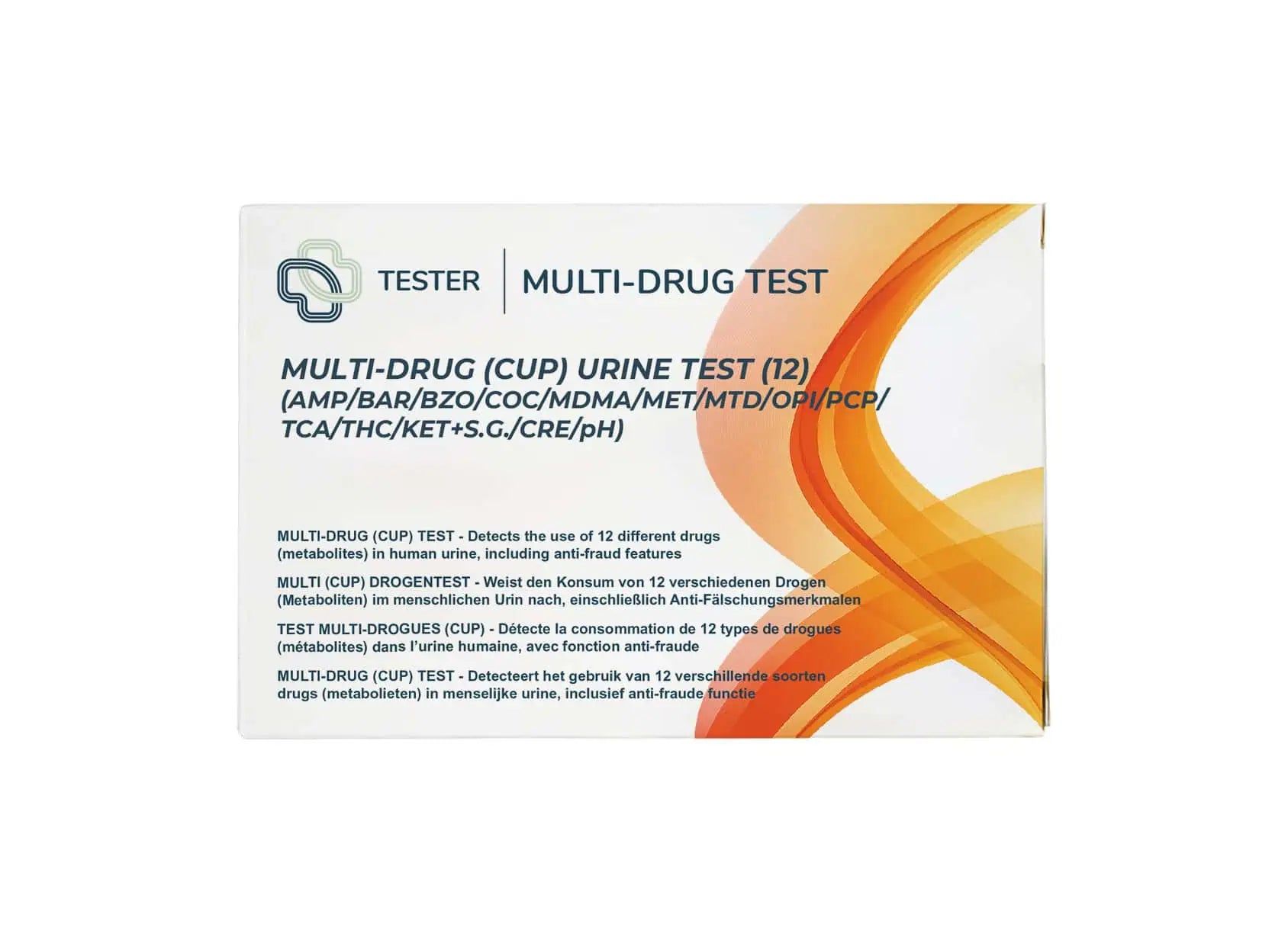 Multi-Drug Test Becher für 12 Drogen, mit Urin-Probenvalidierung.