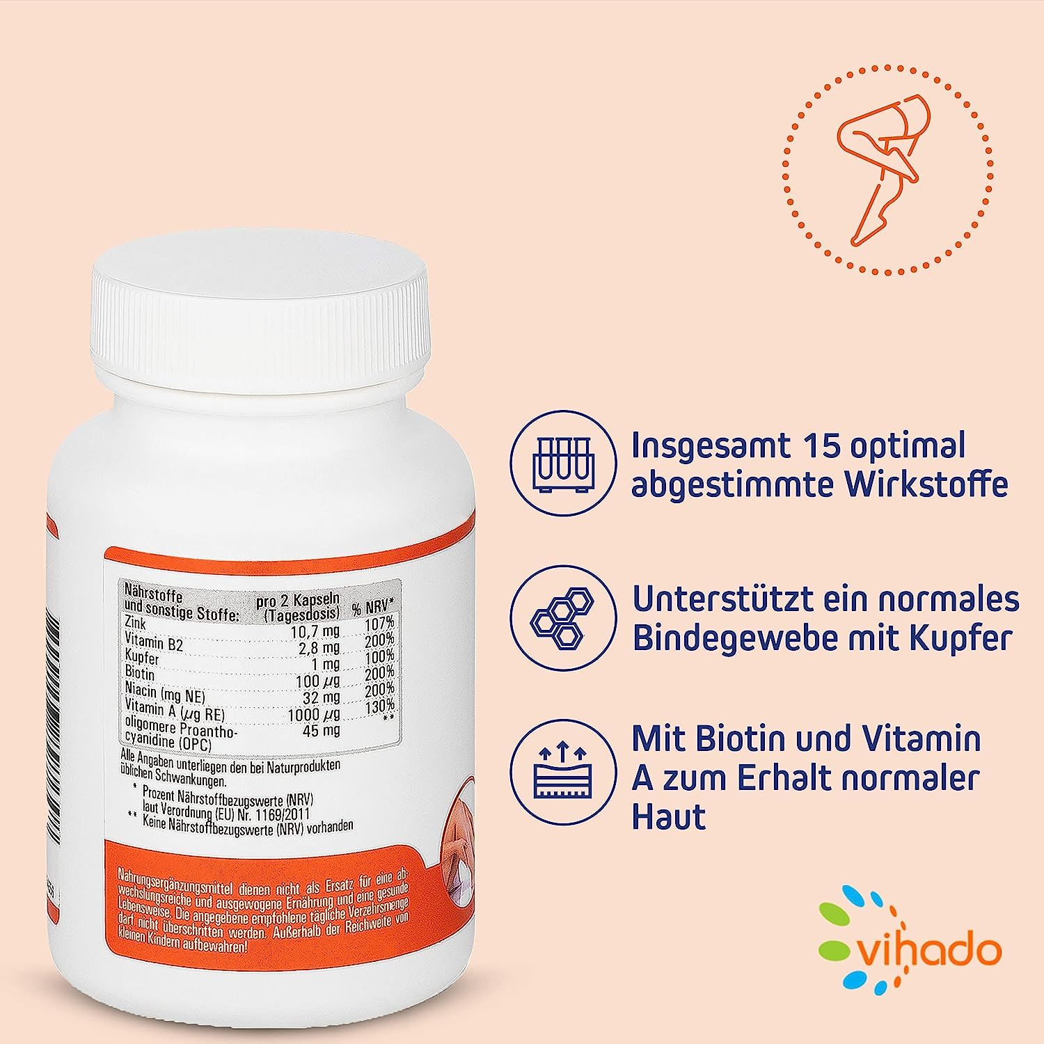 Vihado Cellucell Bindegewebe Tabletten - Cellulite Orangenhaut