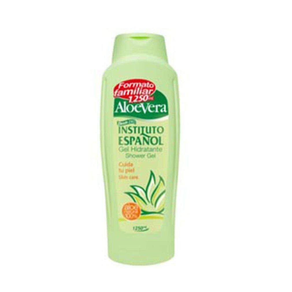 Grüne Flasche INSTITUTO ESPANOL Aloe Vera Duschgel. Aufschrift: Aloe Vera, Gel de Ducha, 1250 ml.