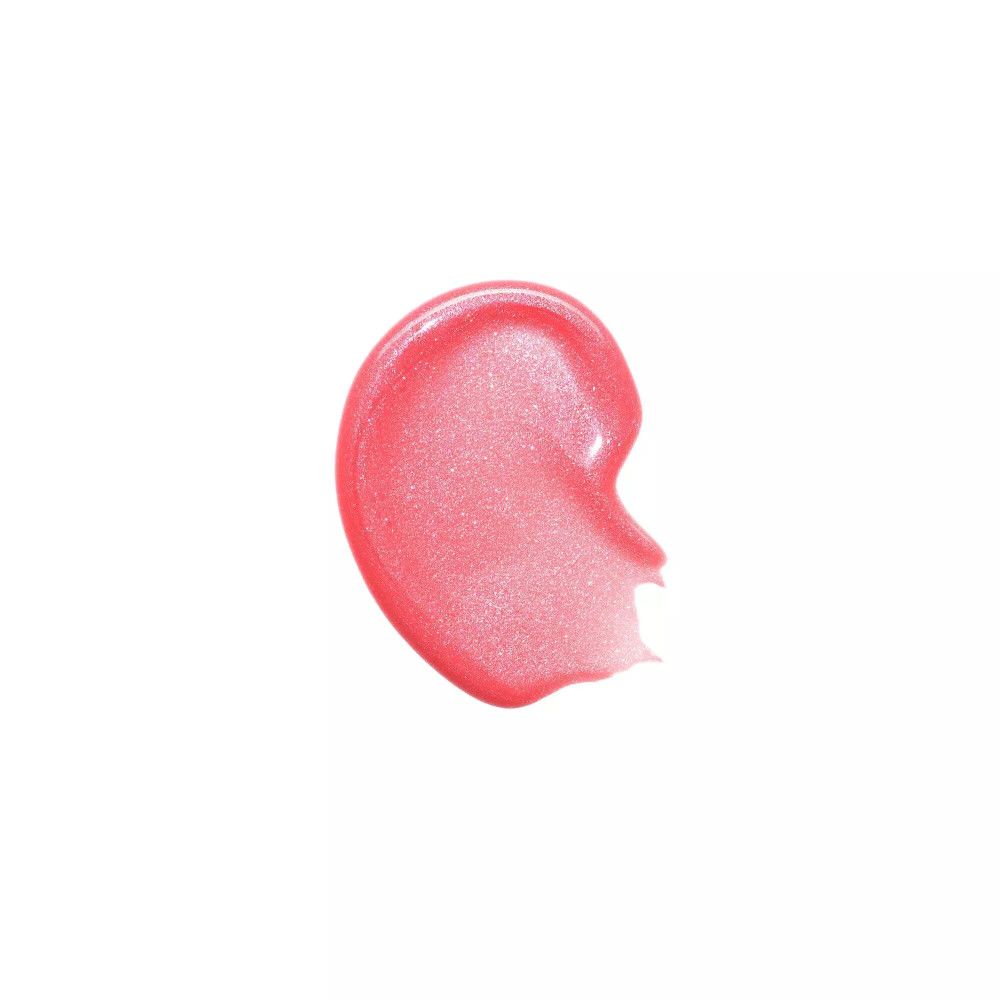 Rosa Lipgloss-Abstrich auf weißem Hintergrund. Glänzende Textur. Form eines Tropfens.