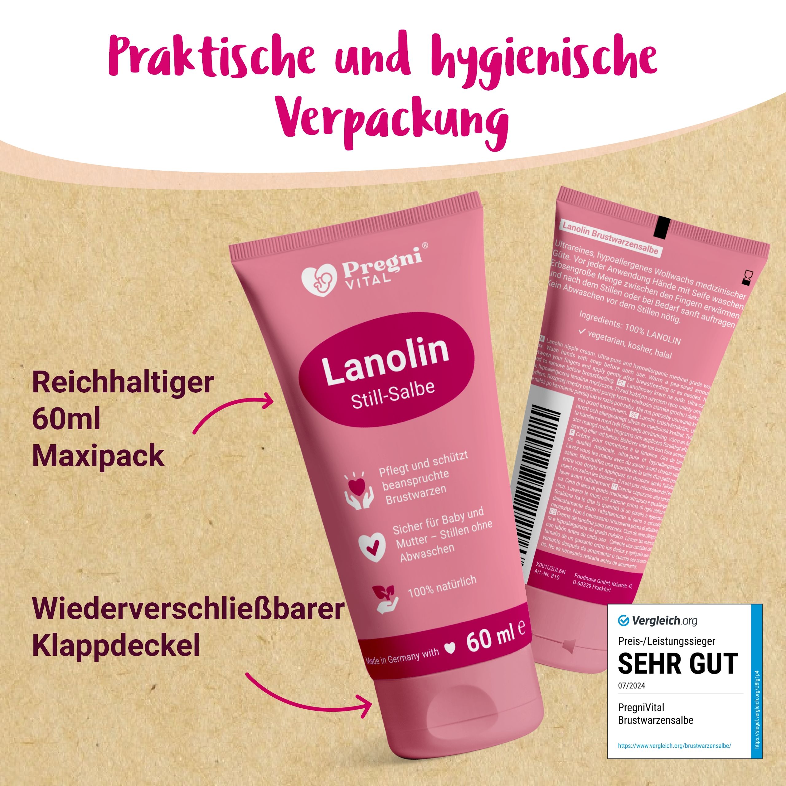 Lanolin Brustwarzensalbe - von PregniVital®