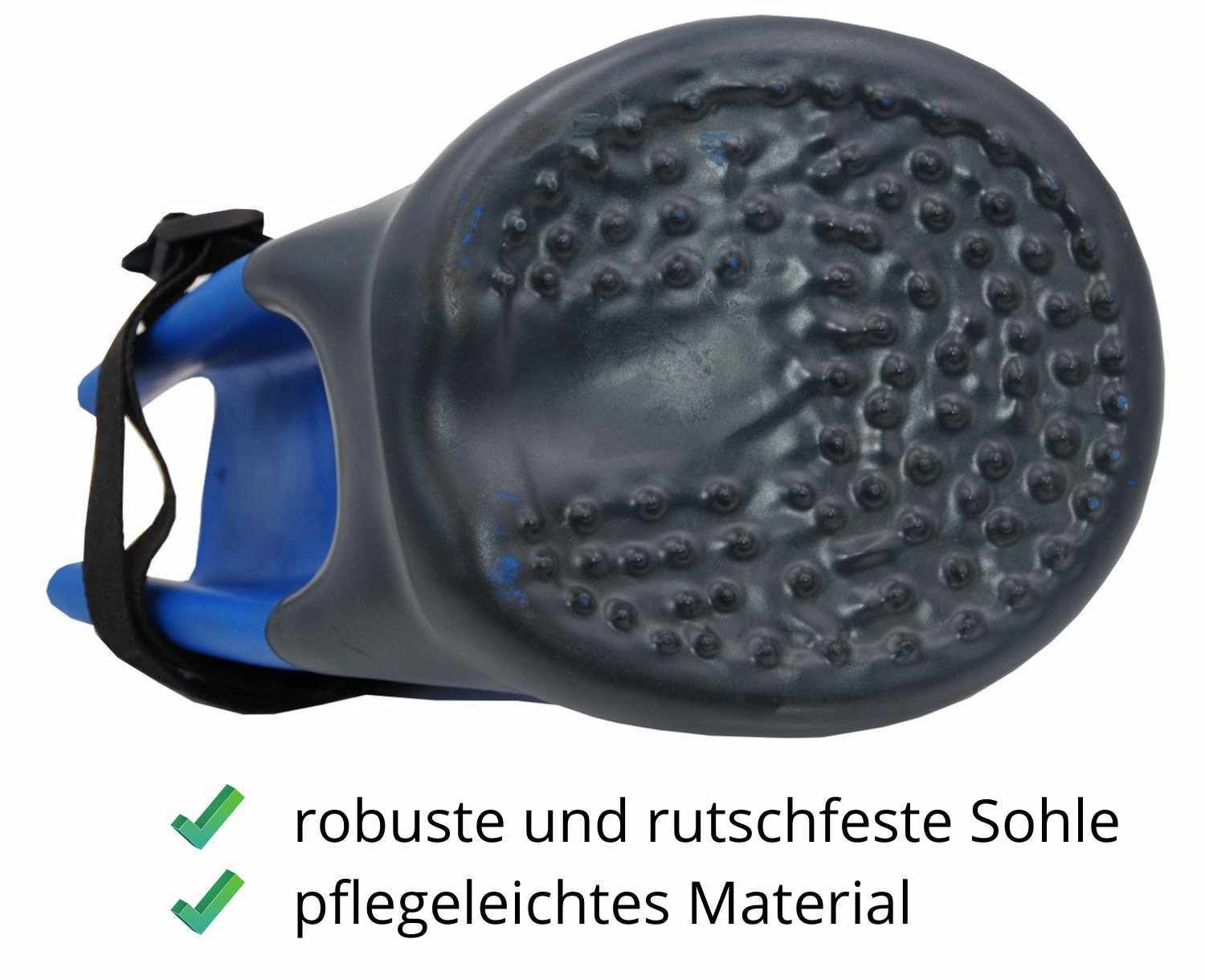 Hufschuh, Unterseite mit Noppen. Robuste, rutschfeste Sohle. Pflegeleichtes Material.