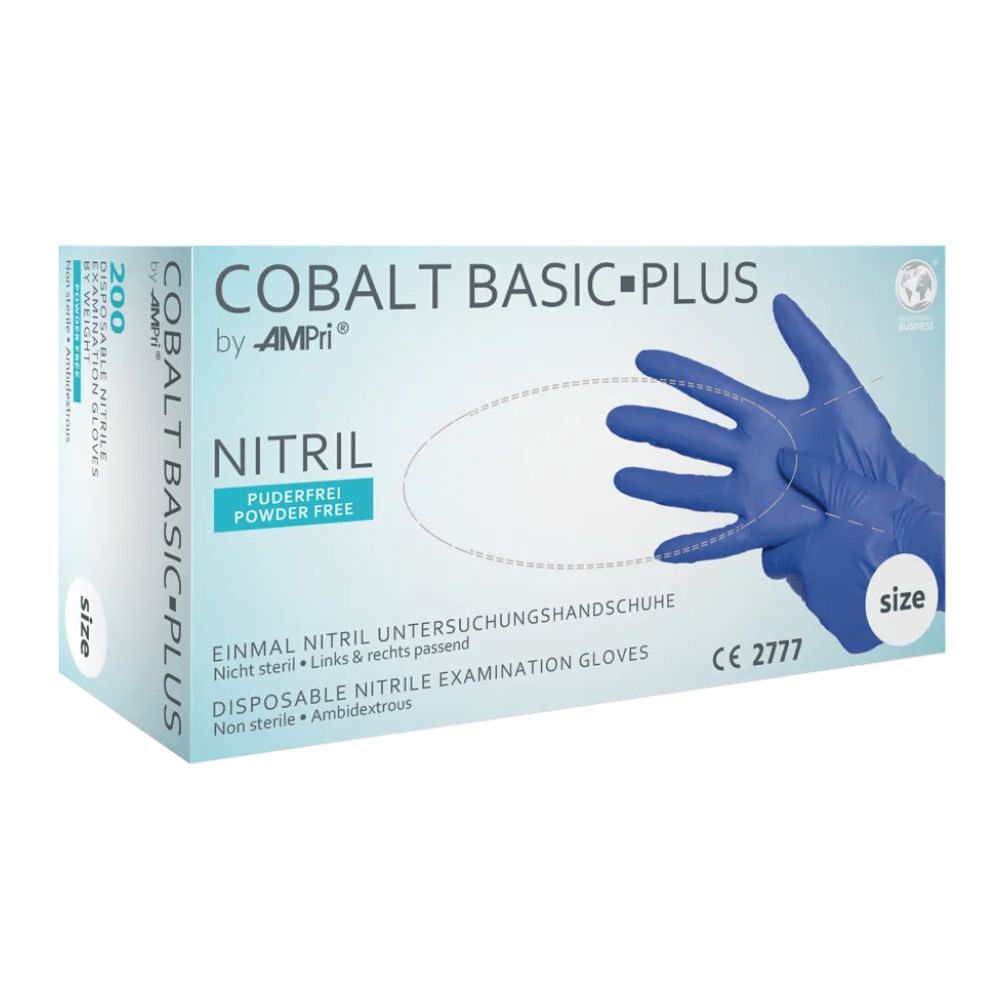 COBALT BASIC-PLUS Nitril Untersuchungshandschuhe, puderfrei, nicht steril, beidhändig.