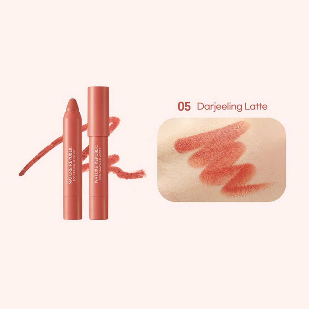 NATURE REPUBLIC By Flower Eco Crayon Lip Velvet Lipstick 05 Darjeeling Latte .